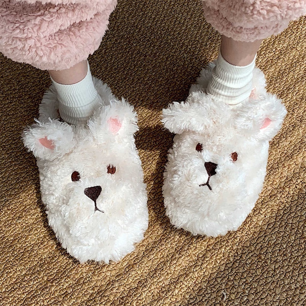 Little Maple - Plummy Bear Slippers Offwhite
